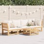 4-teiliges Gartenmöbel-Set mit Kissen aus massivem Akazienholz von vidaXL, Modulare Sofas für den Außenbereich - Ref: Foro24-...