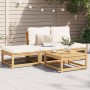 4-teiliges Gartenmöbel-Set mit Kissen aus massivem Akazienholz von vidaXL, Modulare Sofas für den Außenbereich - Ref: Foro24-...