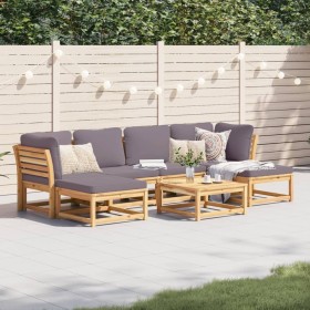 7-piece garden furniture set with solid acacia wood cushions by vidaXL, Modular outdoor sofas - Ref: Foro24-3214322, Price: 7...