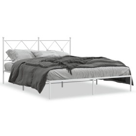 White metal bed frame with headboard 160x200 cm by vidaXL, Beds and slatted bases - Ref: Foro24-376554, Price: 114,19 €, Disc...