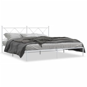 Metal bed frame with white headboard 183x213 cm by vidaXL, Beds and slatted bases - Ref: Foro24-376556, Price: 118,82 €, Disc...