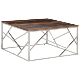 Stainless steel coffee table solid wood naughty silver by vidaXL, Coffee table - Ref: Foro24-349957, Price: 205,81 €, Discoun...