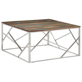 Silver stainless steel and recycled wood coffee table by vidaXL, Coffee table - Ref: Foro24-349960, Price: 172,22 €, Discount: %