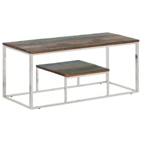 Mesa de centro acero inoxidable y madera reciclada plateado de vidaXL, Mesas de centro - Ref: Foro24-350024, Precio: 137,99 €...