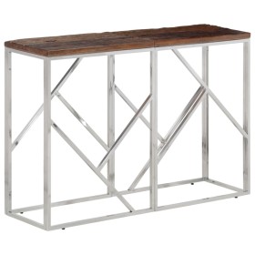 Console table stainless steel solid wood silver by vidaXL, Side tables - Ref: Foro24-349997, Price: 150,49 €, Discount: %