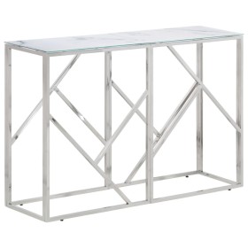 Console table silver stainless steel and tempered glass by vidaXL, Side tables - Ref: Foro24-349995, Price: 170,99 €, Discoun...