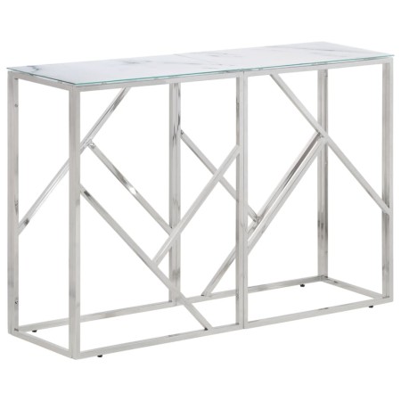 Console table silver stainless steel and tempered glass by vidaXL, Side tables - Ref: Foro24-349995, Price: 172,41 €, Discoun...