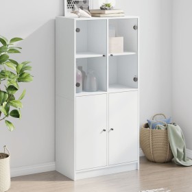 Tall sideboard with white engineered wood doors 68x37x142 cm by vidaXL, Sideboards - Ref: Foro24-3295864, Price: 119,58 €, Di...