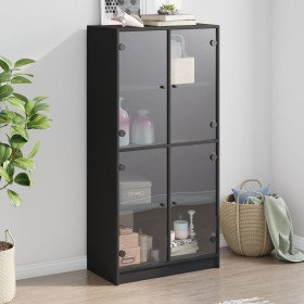 Aparador alto con puertas madera ingeniería negro 68x37x142 cm de vidaXL, Aparadores - Ref: Foro24-3295858, Precio: 133,99 €,...