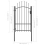 Black steel garden gate 1x2.2 m by vidaXL, garden gates - Ref: Foro24-146320, Price: 178,29 €, Discount: %