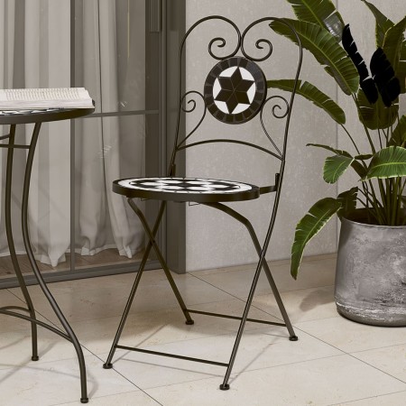 Folding bistro chairs 2 pcs ceramic black and white by vidaXL, Garden chairs - Ref: Foro24-4003405, Price: 134,99 €, Discount: %