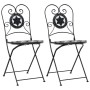 Folding bistro chairs 2 pcs ceramic black and white by vidaXL, Garden chairs - Ref: Foro24-4003405, Price: 135,23 €, Discount: %