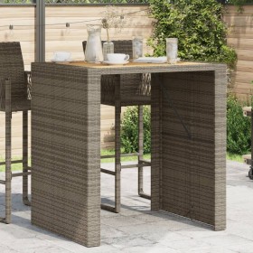 Garden table gray PE rattan wooden surface 105x80x110cm by vidaXL, Garden tables - Ref: Foro24-368697, Price: 220,99 €, Disco...