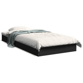 Black engineered wood bed frame 90x200 cm by vidaXL, Beds and slatted bases - Ref: Foro24-842064, Price: 68,80 €, Discount: %