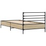 Sonoma oak metal engineered wood bed frame 75x190 cm by vidaXL, Beds and slatted bases - Ref: Foro24-845623, Price: 92,70 €, ...