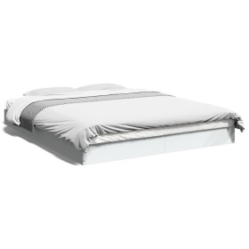 White engineered wood bed frame 160x200 cm by vidaXL, Beds and slatted bases - Ref: Foro24-842007, Price: 97,32 €, Discount: %