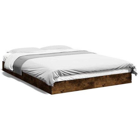 Estructura de cama madera de ingeniería roble ahumado 140x190cm de vidaXL, Camas y somieres - Ref: Foro24-842039, Precio: 87,...