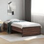 Engineered wood bed frame oak brown metal 100x200 cm by vidaXL, Beds and slatted bases - Ref: Foro24-845240, Price: 92,03 €, ...