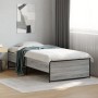 Estructura cama madera ingeniería metal gris Sonoma 90x190 cm de vidaXL, Camas y somieres - Ref: Foro24-845249, Precio: 88,87...