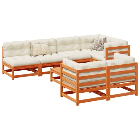 Gartensofa-Set 8-teilig aus massivem Kiefernholz, wachsbraun von vidaXL, Gartensets - Ref: Foro24-3299343, Preis: 498,51 €, R...