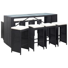 Garden table and high stools 9 pieces black synthetic rattan by vidaXL, Garden sets - Ref: Foro24-49569, Price: 384,73 €, Dis...