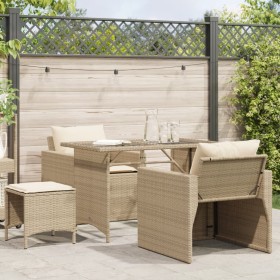 Garden sofa set with cushions 4 pieces beige synthetic rattan by vidaXL, Garden sets - Ref: Foro24-366362, Price: 247,99 €, D...