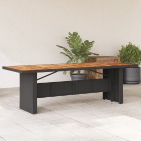 Garden table black rattan acacia wood surface 240x90x75cm by vidaXL, Garden tables - Ref: Foro24-365595, Price: 286,61 €, Dis...