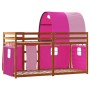 Bunk bed with curtains solid pink pine wood 75x190 cm by vidaXL, Beds and slatted bases - Ref: Foro24-3284017, Price: 179,01 ...