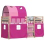 Bunk bed with curtains solid pink pine wood 90x190 cm by vidaXL, Beds and slatted bases - Ref: Foro24-3283996, Price: 186,75 ...