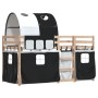 Bunk bed with black and white solid pine wood curtains 90x190 cm by vidaXL, Beds and slatted bases - Ref: Foro24-3283994, Pri...