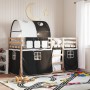 Bunk bed with black and white solid pine wood curtains 90x190 cm by vidaXL, Beds and slatted bases - Ref: Foro24-3283994, Pri...