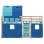 Bunk bed with curtains solid blue pine wood 80x200 cm by vidaXL, Beds and slatted bases - Ref: Foro24-3283989, Price: 164,99 ...