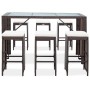 Garden bar set 7 pieces with brown synthetic rattan cushions by vidaXL, Garden sets - Ref: Foro24-49559, Price: 392,23 €, Dis...