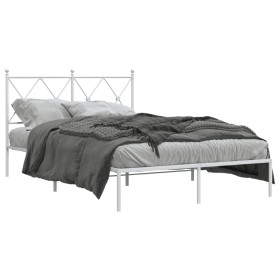 Metal bed frame with white headboard 120x200 cm by vidaXL, Beds and slatted bases - Ref: Foro24-376549, Price: 104,99 €, Disc...