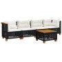 Set de muebles de jardín 5 pzas y cojines ratán sintético negro de vidaXL, Conjuntos de jardín - Ref: Foro24-3261728, Precio:...