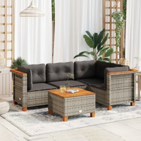 Gartensofa-Set mit Kissen, 5-teilig, graues synthetisches Rattan von vidaXL, Gartensets - Ref: Foro24-3261804, Preis: 414,11 ...