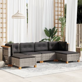 6-piece garden furniture set and gray synthetic rattan cushions by vidaXL, Garden sets - Ref: Foro24-3261948, Price: 456,16 €...