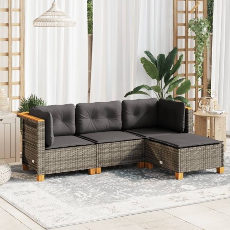 4-piece garden sofa set and gray synthetic rattan cushions by vidaXL, Garden sets - Ref: Foro24-3261780, Price: 311,13 €, Dis...