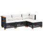 4-piece garden sofa set with black synthetic rattan cushions by vidaXL, Garden sets - Ref: Foro24-3261782, Price: 319,44 €, D...