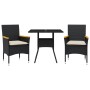 Garden dining set 3 pieces with black glass synthetic rattan cushions by vidaXL, Garden sets - Ref: Foro24-3278703, Price: 22...