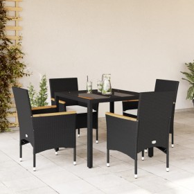 Garten-Essgruppe, 5-teilig, mit Kissen aus schwarzem Glas und synthetischem Rattan von vidaXL, Gartensets - Ref: Foro24-32786...