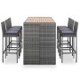 Set muebles bar jardín 7 piezas y cojines ratán sintético gris de vidaXL, Conjuntos de jardín - Ref: Foro24-49563, Precio: 61...