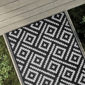 Black and white PP outdoor rug 120x180 cm by vidaXL, Outdoor protectors - Ref: Foro24-368572, Price: 25,99 €, Discount: %