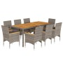 9-piece garden dining set with gray acacia PE rattan cushions by vidaXL, Garden sets - Ref: Foro24-3278638, Price: 777,11 €, ...