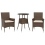 Garden dining set 3 pieces with brown glass synthetic rattan cushions by vidaXL, Garden sets - Ref: Foro24-3278619, Price: 17...