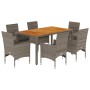 7-piece garden dining set with gray acacia PE rattan cushions by vidaXL, Garden sets - Ref: Foro24-3278678, Price: 538,29 €, ...