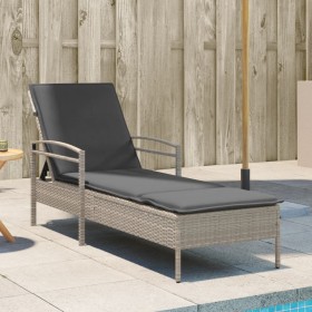 Sonnenliege mit hellgrauem synthetischem Rattankissen 63x200x81 cm von vidaXL, Liegen - Ref: Foro24-368304, Preis: 162,39 €, ...