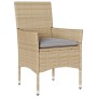 Tisch und Stühle mit Kissen, 3 Stück, synthetisches Rattan, beige Glas von vidaXL, Gartensets - Ref: Foro24-3278743, Preis: 1...