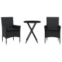 Table and chairs with cushions 3 pieces synthetic rattan black glass by vidaXL, Garden sets - Ref: Foro24-3278748, Price: 178...