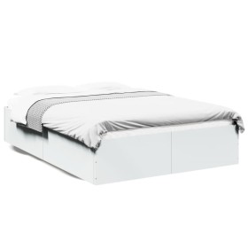 White engineered wood bed frame 120x200 cm by vidaXL, Beds and slatted bases - Ref: Foro24-3281021, Price: 116,55 €, Discount: %